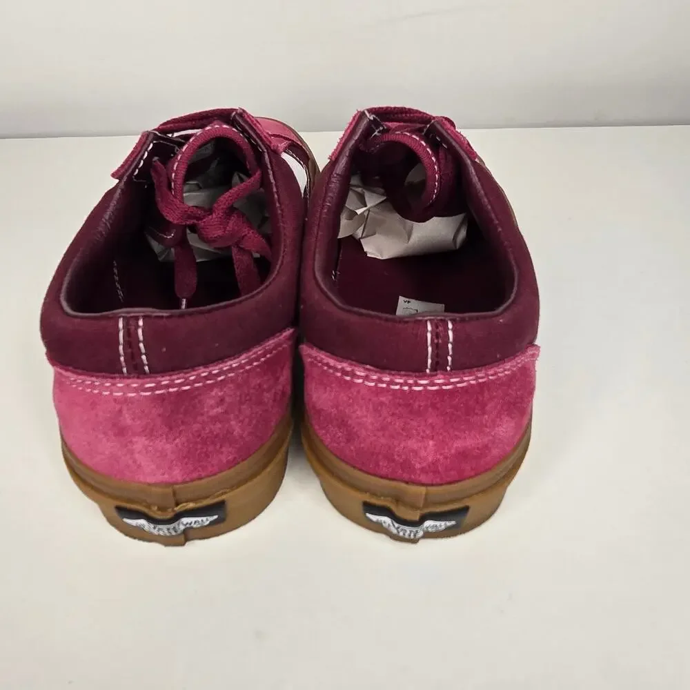 Vans Skater Suede &‎ Canvas Grape JuiceBurgundy White Maroon Sneakers Women's 8